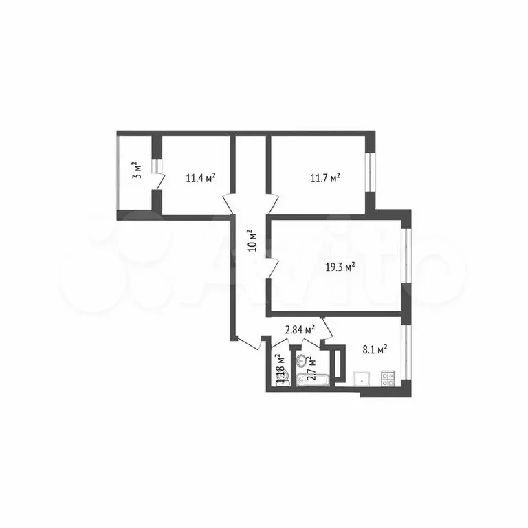 3-к. квартира, 67,3 м, 9/10 эт. - Фото 0