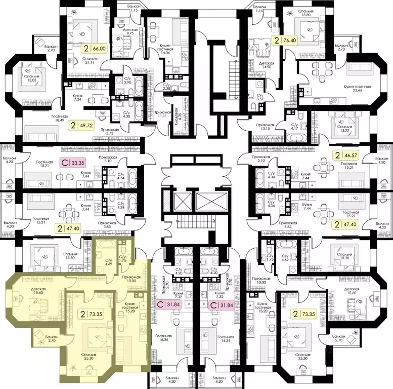 2-к кв. Тверская область, Тверь Урбан Парк жилой комплекс (73.35 м) - Фото 1