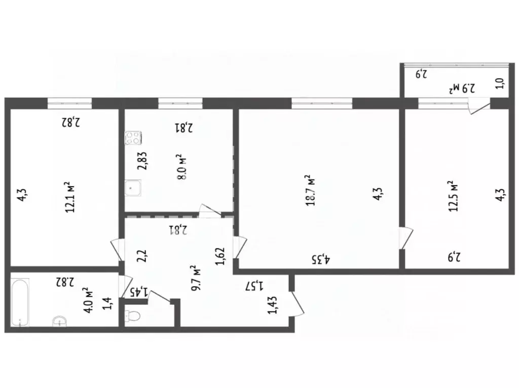 3-к кв. Ханты-Мансийский АО, Ханты-Мансийск ул. Шевченко, 27 (64.8 м) - Фото 0