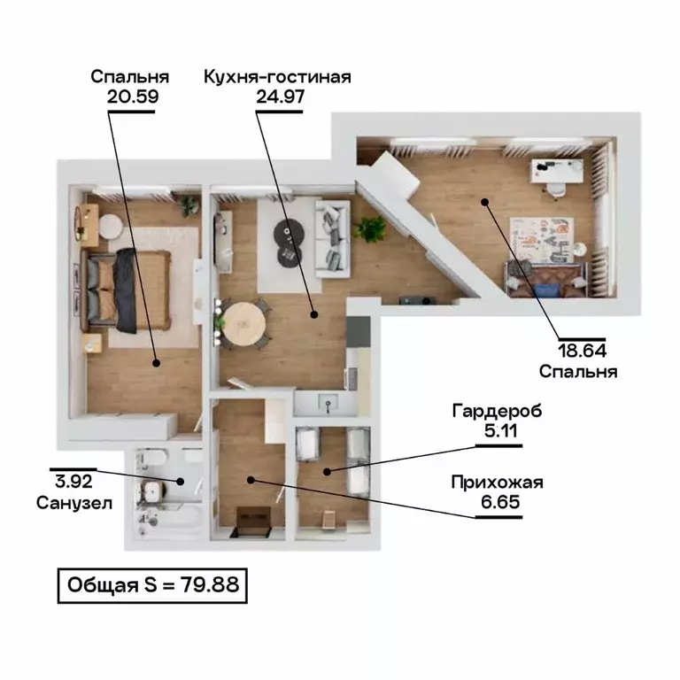 3-к кв. Челябинская область, Миасс Комарово мкр,  (79.88 м) - Фото 0