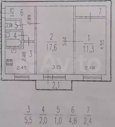 2-к. квартира, 44,6 м, 5/5 эт. - Фото 0