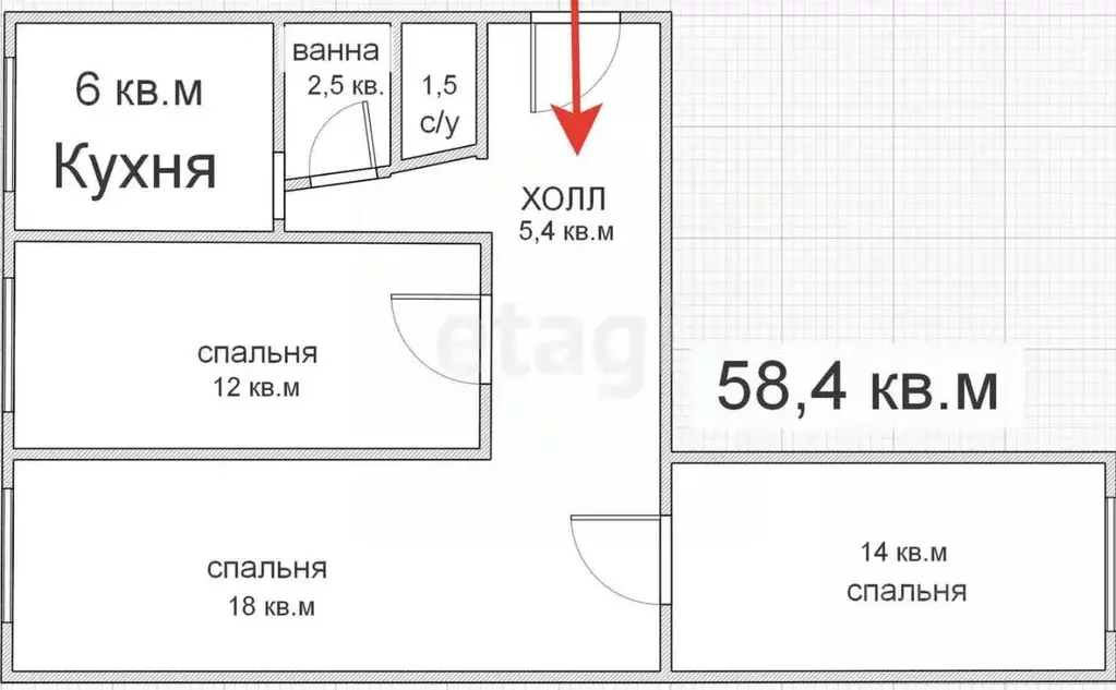 3-к кв. Адыгея, Майкоп Кирпичная ул., 51 (58.4 м) - Фото 2