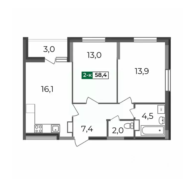 2-к кв. Владимирская область, Владимир Веризино мкр, Веризино лайф ... - Фото 0