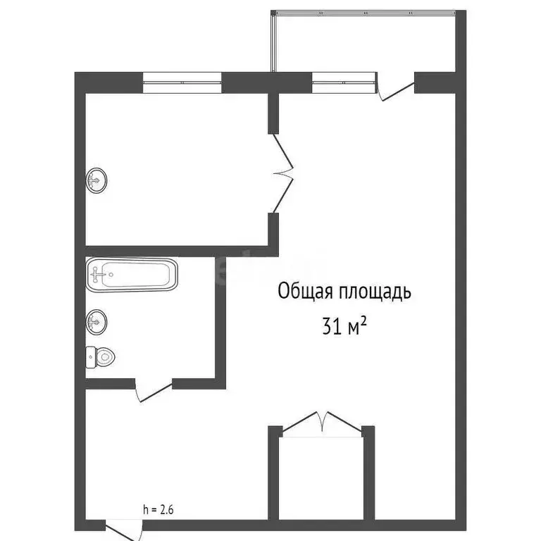 Квартира-студия: Бийск, улица Феликса Дзержинского, 4 (31 м) - Фото 1