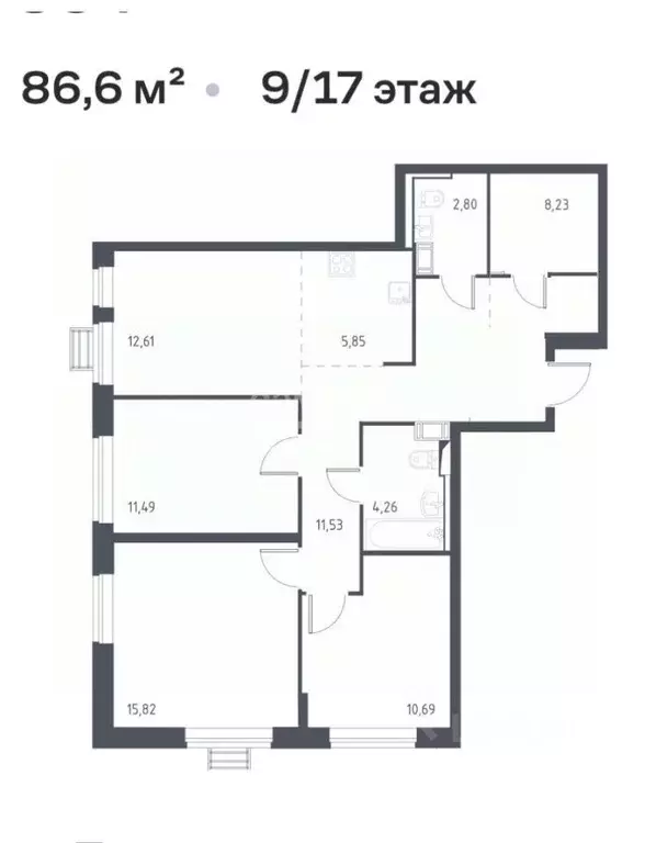 3-к кв. Московская область, Домодедово городской округ, с. Ям ул. ... - Фото 2