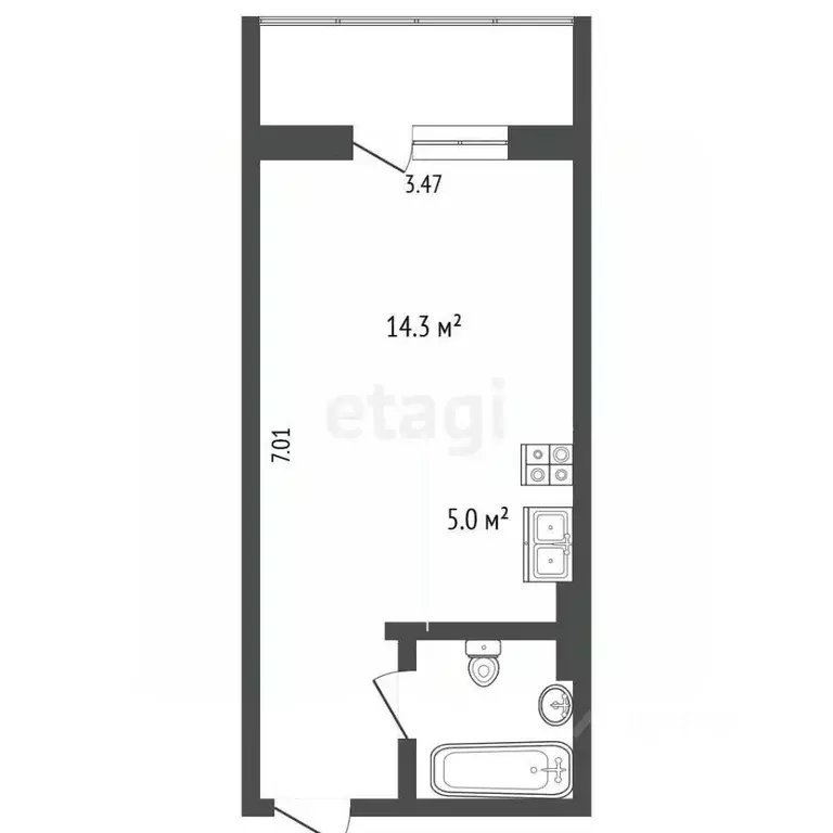 Студия Ханты-Мансийский АО, Сургут ул. Иосифа Каролинского, 16 (24.2 ... - Фото 2