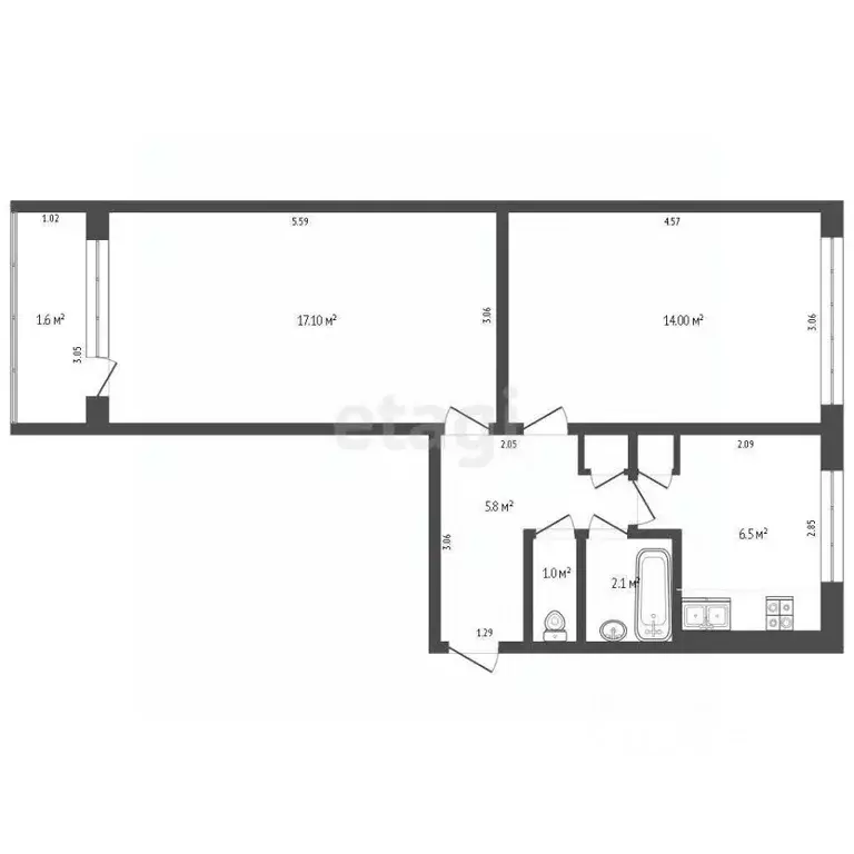 2-к кв. Мордовия, Саранск ул. Александра Невского, 103 (41.8 м) - Фото 1