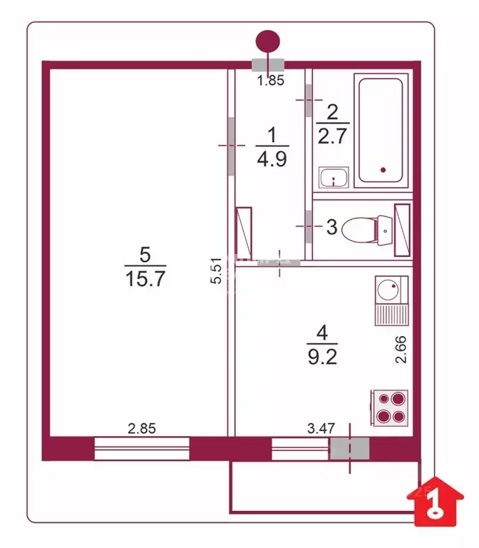 1-к кв. Омская область, Омск проезд 4-й Амурский, 14к1 (33.6 м) - Фото 2