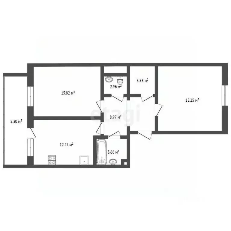 2-к кв. Тюменская область, Тюмень Солнечный проезд, 7 (74.7 м) - Фото 1