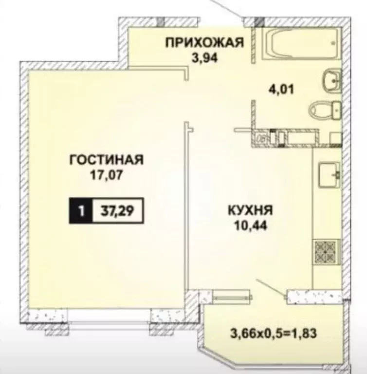 Квартира, 1 комната, 38 м - Фото 0