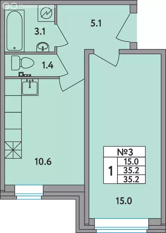 1-комнатная квартира: Новое Девяткино, Главная улица, 2 (35.2 м) - Фото 1