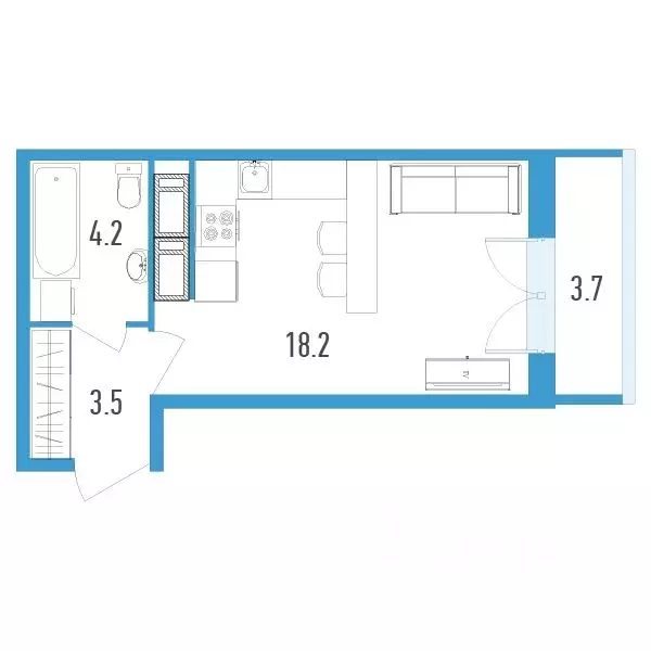 Студия Санкт-Петербург ул. Вадима Шефнера, 4 (27.0 м) - Фото 0