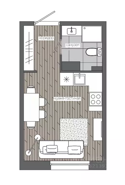 1-к кв. Ханты-Мансийский АО, Сургут 30А мкр,  (20.23 м) - Фото 0