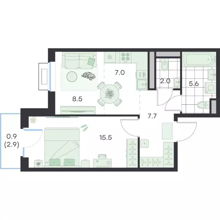 2-к кв. Московская область, Раменское G3 Михалевич жилой комплекс ... - Фото 1