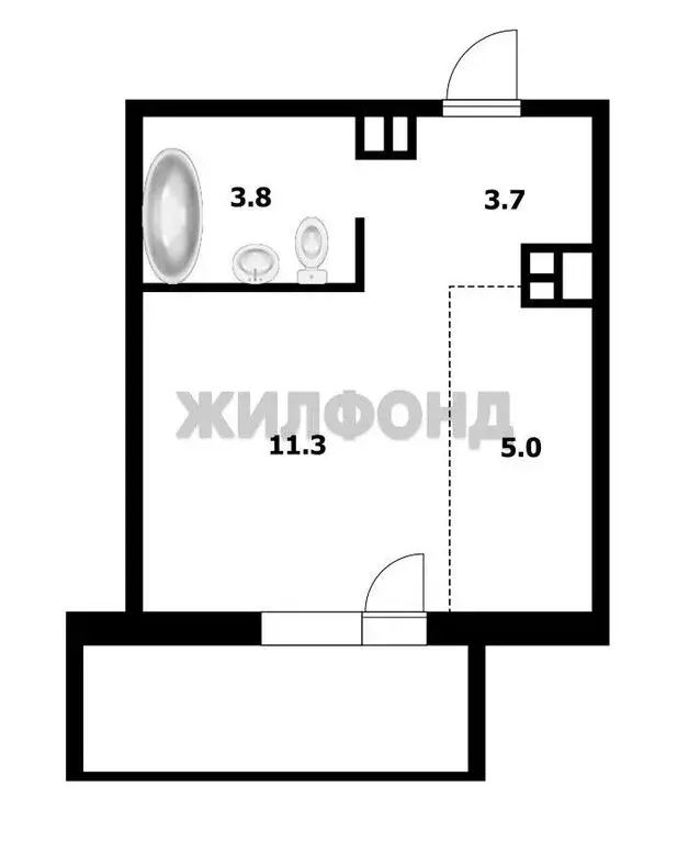 Квартира-студия: Новосибирск, улица Коминтерна, 1с (23.8 м) - Фото 0