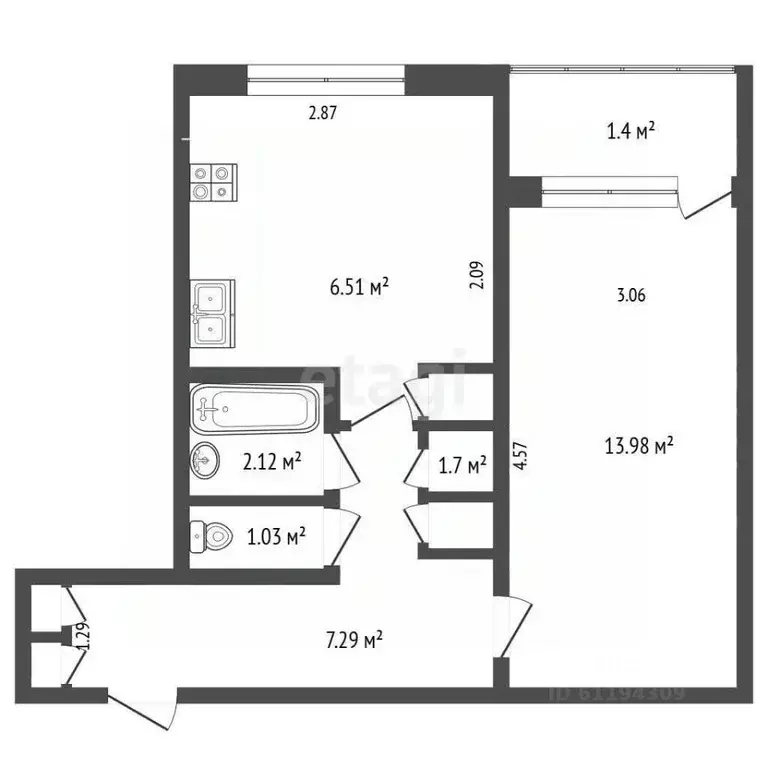 1-к кв. Мордовия, Саранск просп. 70 лет Октября, 93с3 (34.1 м) - Фото 2