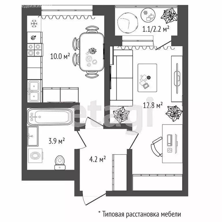 1-комнатная квартира: Тюмень, Полевая улица, 115 (31.5 м) - Фото 0