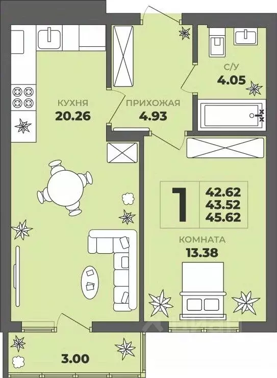 1-к кв. Калининградская область, Калининград ул. Генерала Толстикова, ... - Фото 1