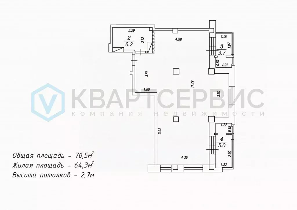 2-к кв. Омская область, Омск просп. Королева, 7 (70.4 м) - Фото 2