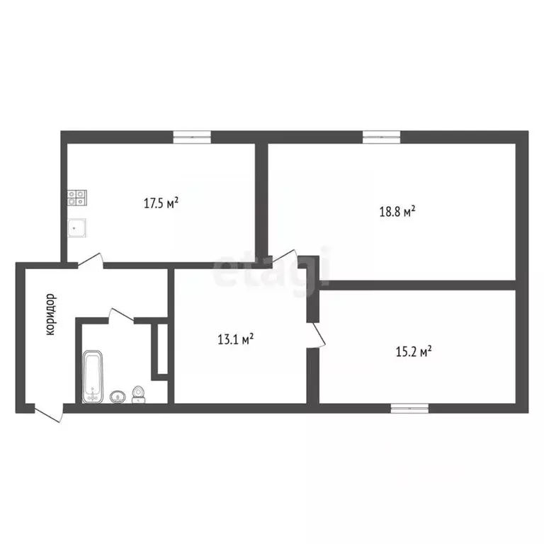 2-к кв. Воронежская область, Воронеж ул. Шукшина, 17 (77.0 м) - Фото 1