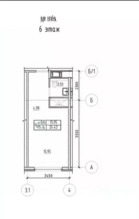 Студия Санкт-Петербург дор. На Турухтанные острова, 5к1 (24.3 м) - Фото 2