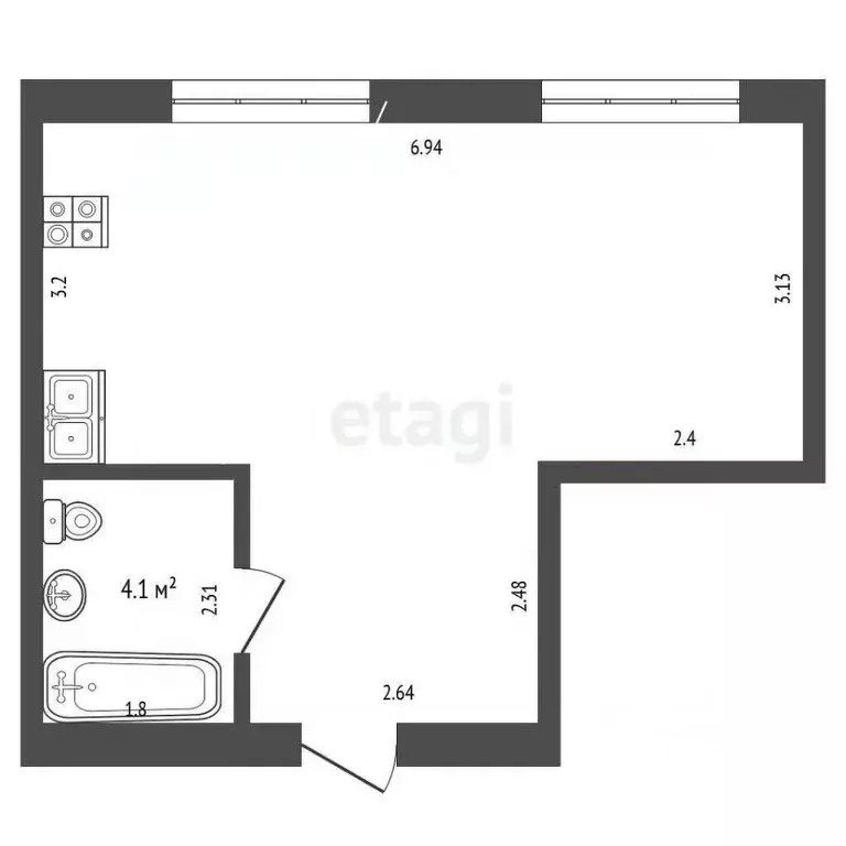 Студия Мордовия, Саранск ул. Горная, 25 (32.8 м) - Фото 2