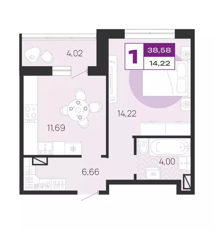 1-к кв. Брянская область, Брянск ул. А.К. Толстого, 3Б (38.58 м) - Фото 1