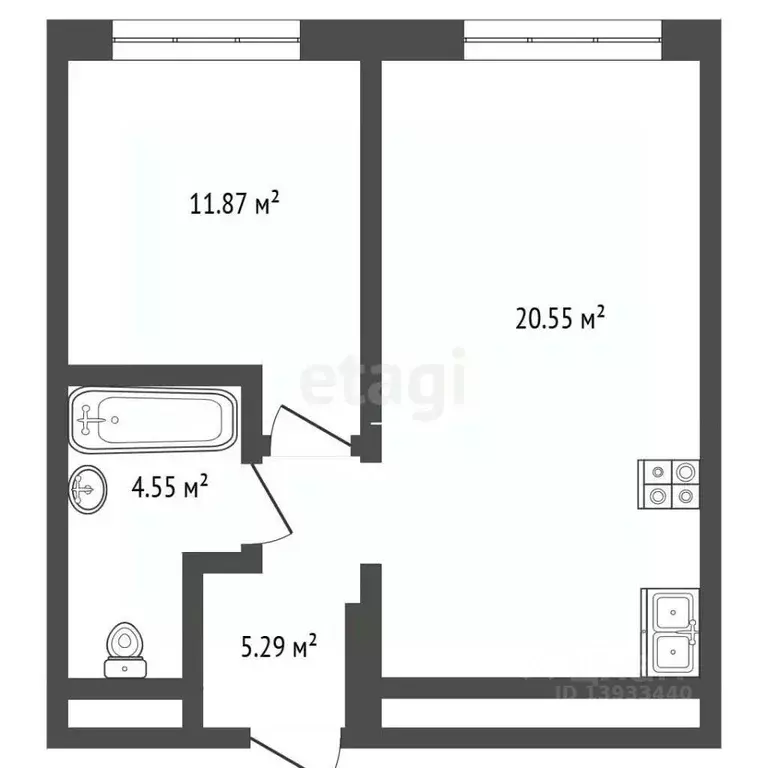 1-к кв. Тюменская область, Тюмень ул. Ивана Чистякова, 5 (41.7 м) - Фото 2