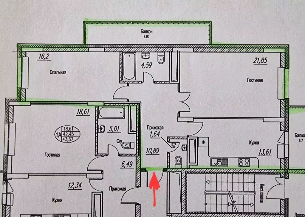 2-к кв. Татарстан, Казань ул. Юлиуса Фучика, 14В (74.4 м) - Фото 1