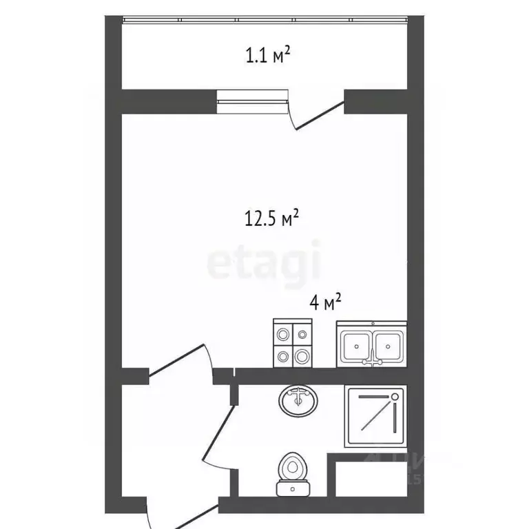 Студия Санкт-Петербург ул. Пахомовская, 26 (17.8 м) - Фото 1