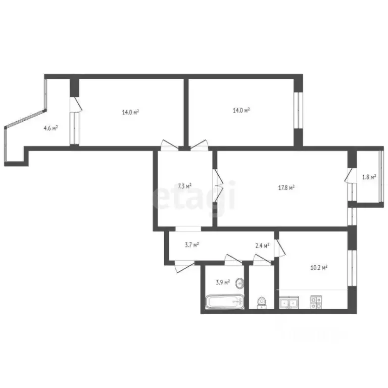 3-к кв. Москва ул. Лефортовский Вал, 11К2 (74.6 м) - Фото 2