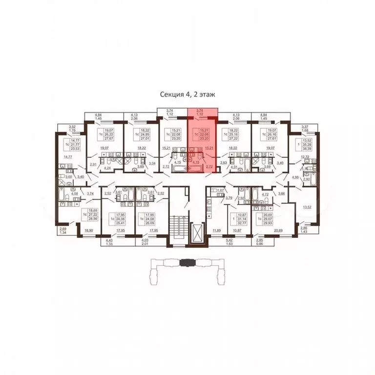 Квартира-студия, 23,2м, 2/6эт. - Фото 1