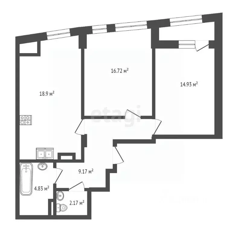 2-к кв. Ивановская область, Иваново Профсоюзная ул., 4 (67.8 м) - Фото 1