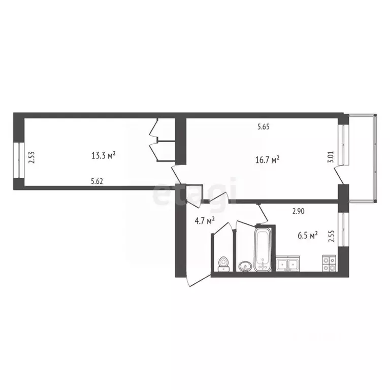 2-к кв. Новгородская область, Боровичи ул. Физкультуры, 32 (45.1 м) - Фото 1