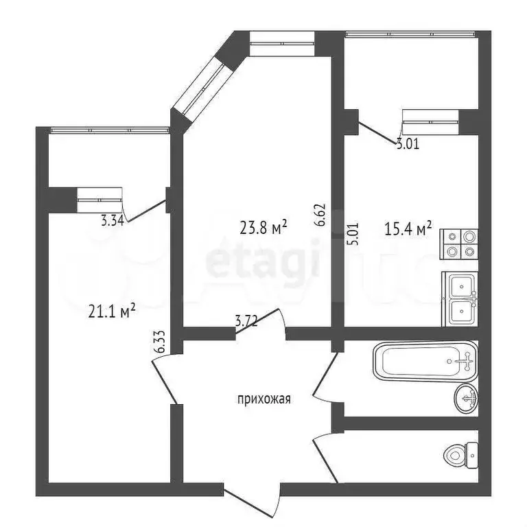 2-к. квартира, 77 м, 8/9 эт. - Фото 0