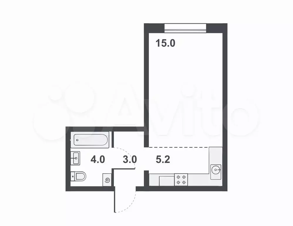Квартира-студия, 26,4 м, 15/16 эт. - Фото 0