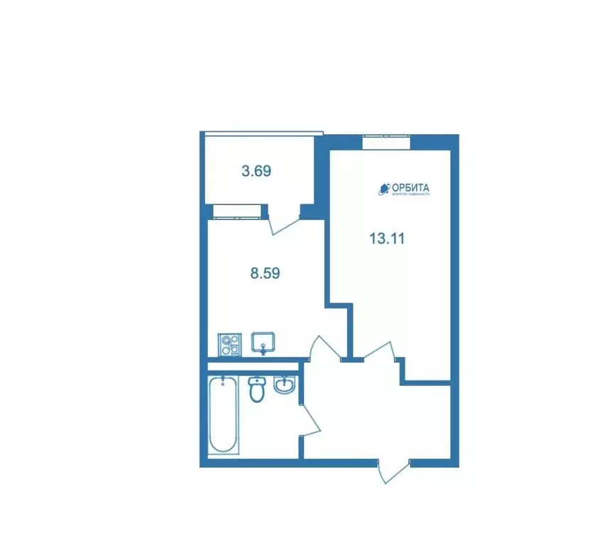 1-комнатная квартира: Тюмень, Дамбовская улица, 29к2 (33.8 м) - Фото 1