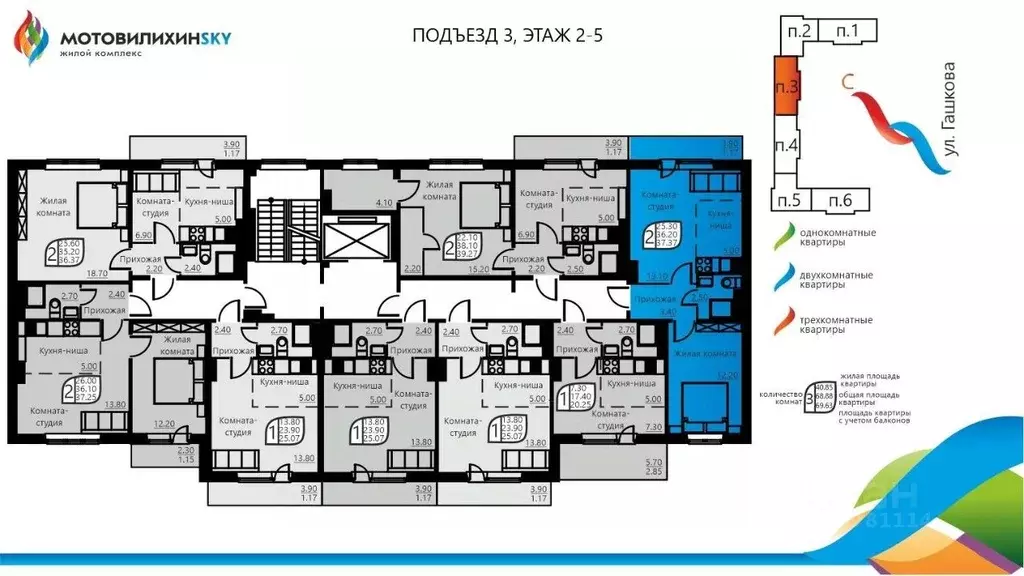 2-к кв. Пермский край, Пермь ул. Гашкова, 58 (35.8 м) - Фото 1