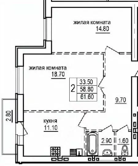 2-к кв. Саратовская область, Саратов пос. Мирный,  (61.6 м) - Фото 0