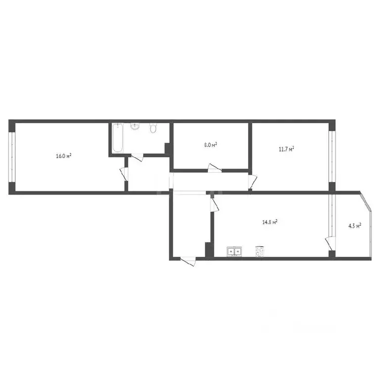 2-к кв. Ханты-Мансийский АО, Сургут ул. Крылова, 32 (72.0 м) - Фото 1