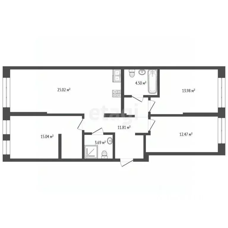 3-к кв. Тюменская область, Тюмень Харьковская ул., 72А (87.3 м) - Фото 1
