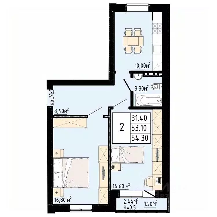 2-к кв. Ленинградская область, Коммунар г. Гатчинский муниципальный ... - Фото 1