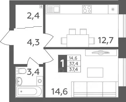 1-к кв. Башкортостан, Уфа ул. Орджоникидзе, 34 (37.4 м) - Фото 1