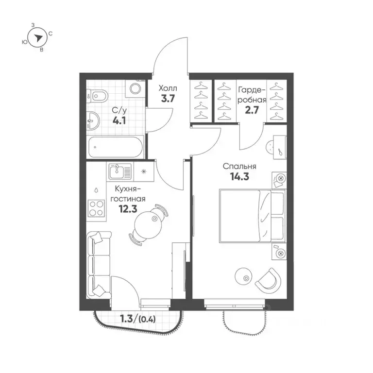 1-к кв. Свердловская область, Екатеринбург Солнечный жилрайон,  (37.5 ... - Фото 1