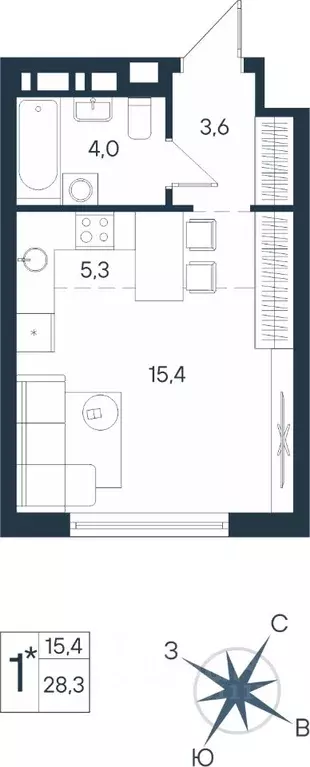 Студия Пермский край, Пермь ул. Космонавта Беляева, 17 (28.3 м) - Фото 0