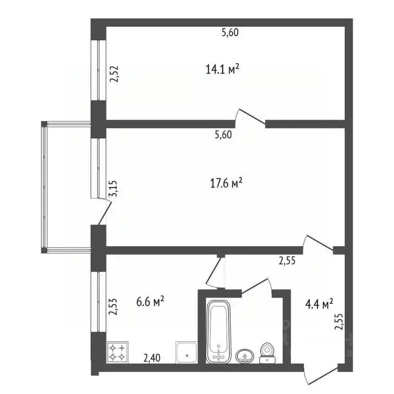 2-к кв. Амурская область, Благовещенск ул. Чайковского, 22 (53.7 м) - Фото 2