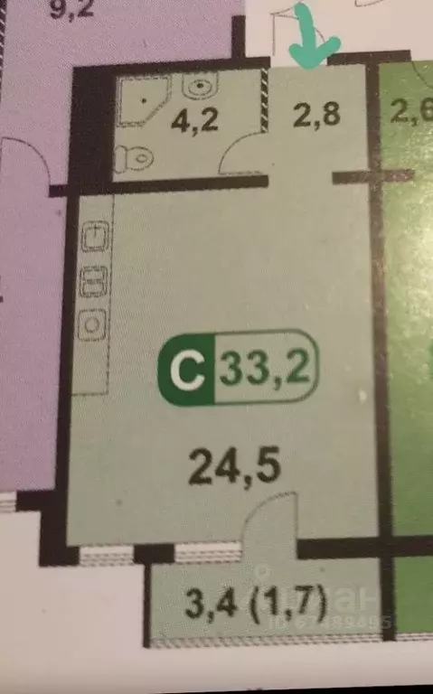 Студия Краснодарский край, Анапа Анапское ш., 24к2 (33.2 м) - Фото 2