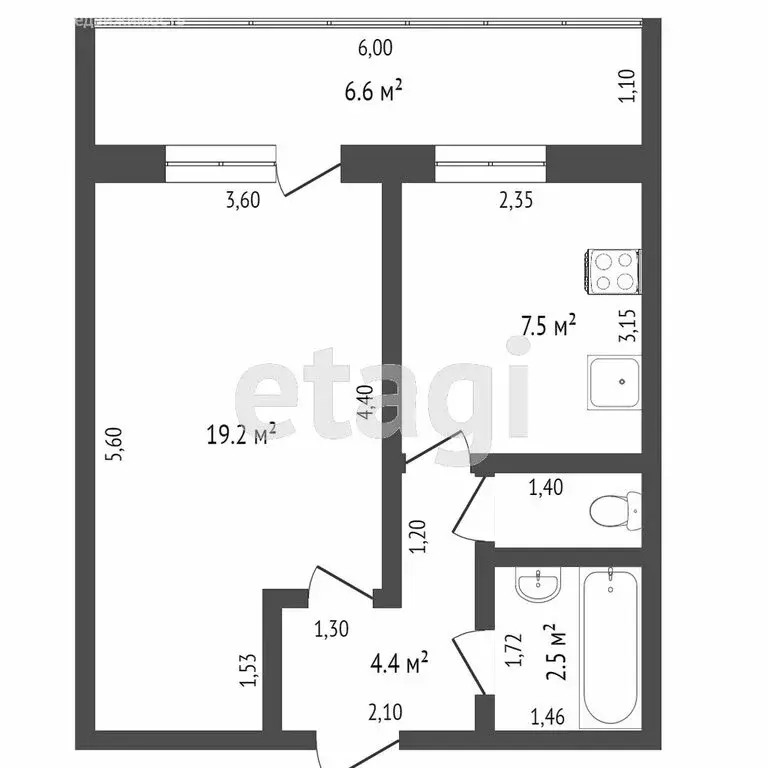 1-комнатная квартира: Тюмень, Широтная улица, 103 (34.3 м) - Фото 1