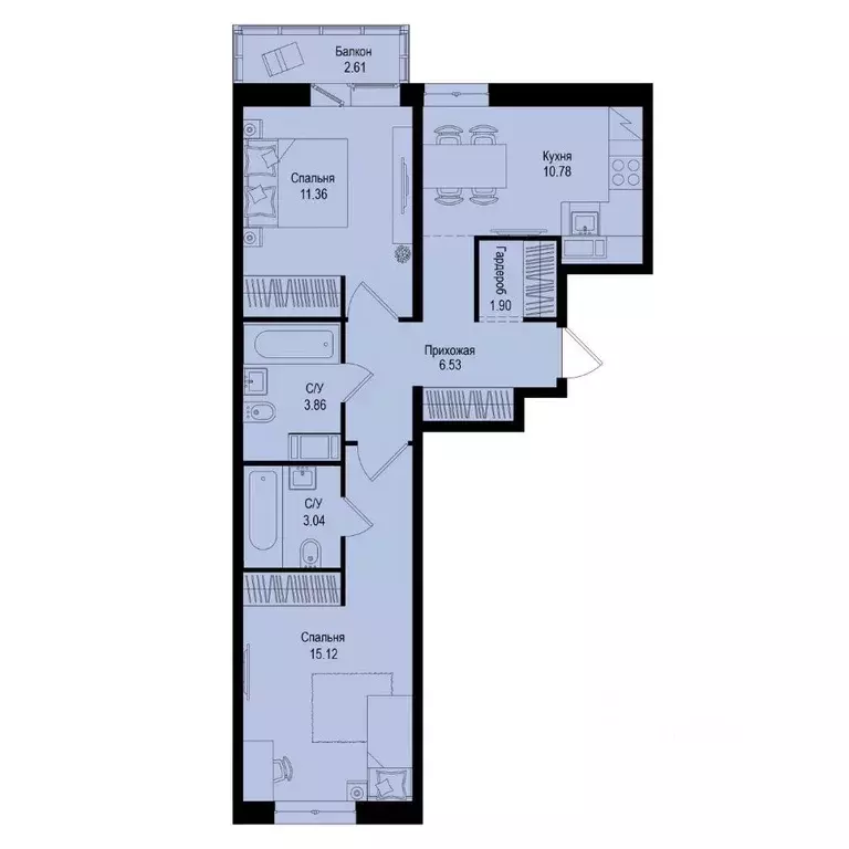 2-к кв. Ленинградская область, Всеволожский район, Заневское городское ... - Фото 0