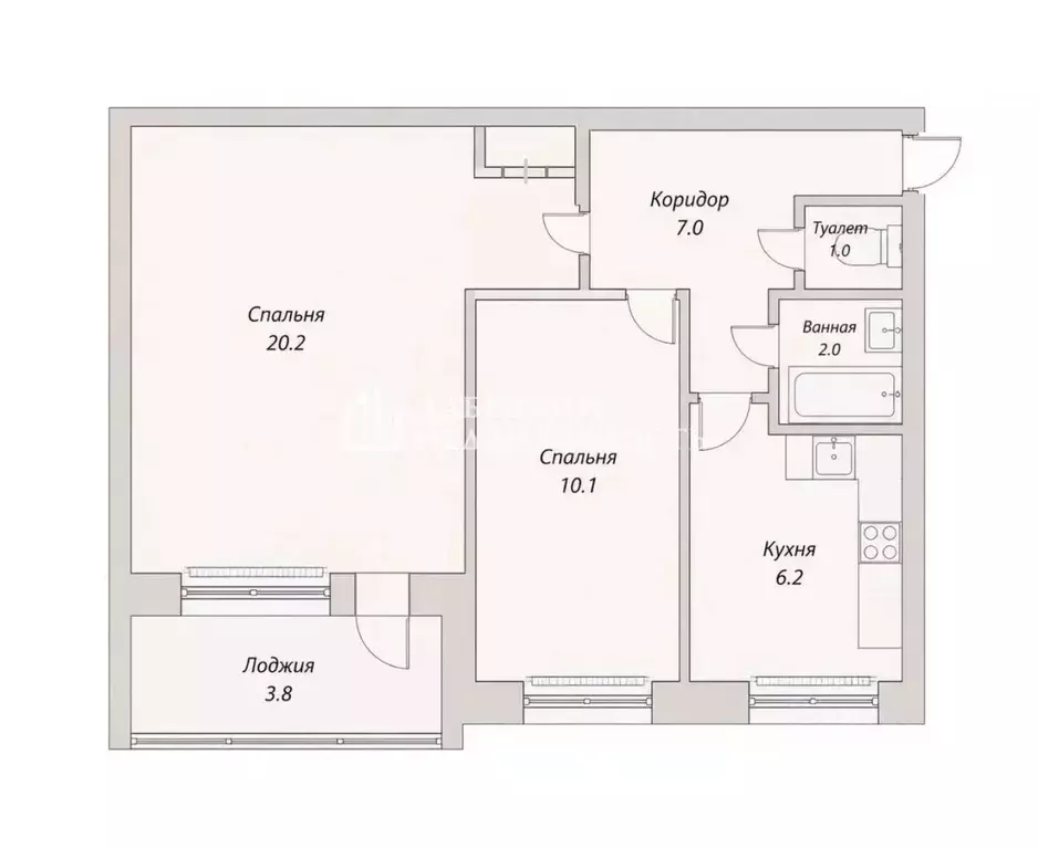 2-к кв. Санкт-Петербург ул. Партизана Германа, 15К3 (46.2 м) - Фото 2